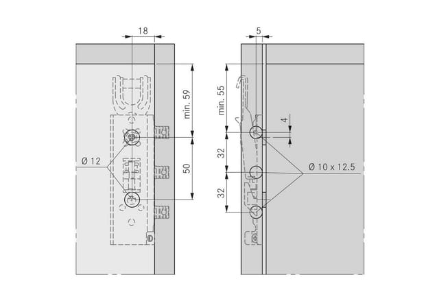 SOTECH 1 Set Verdeckte Schrankaufhänger TH6401 Tragkraft Pro Paar 130 kg Verstellbar inkl. Aufhängeschiene