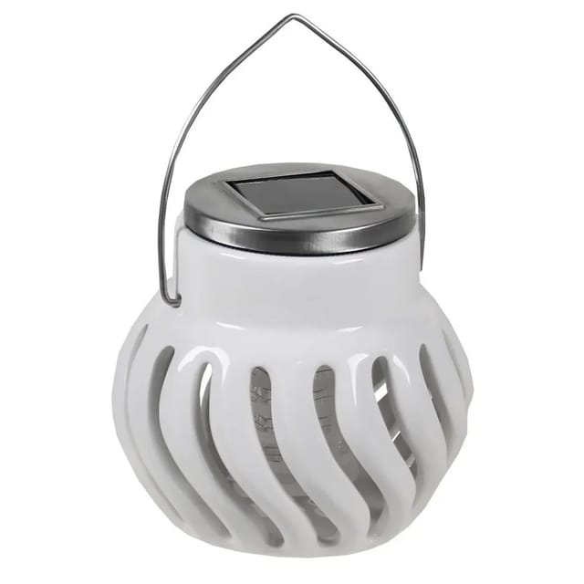 Westfalia Anti-MÜCken-Windlicht Solar Keramik WeiSS