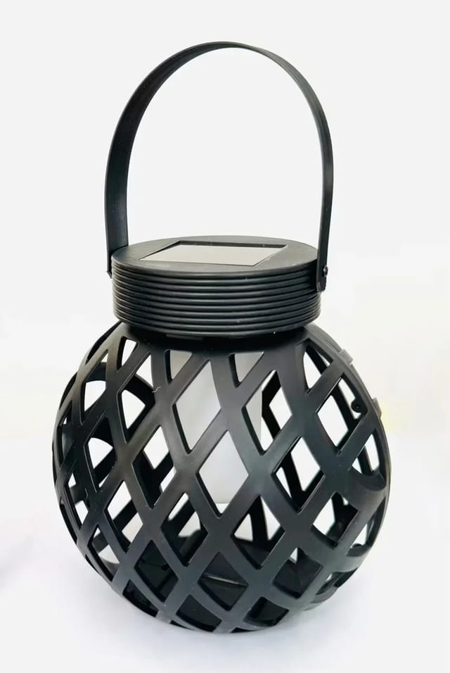 Westfalia Solar LED Tischlaterne Raute mit Flammeneffekt Schwarz Kunststoff