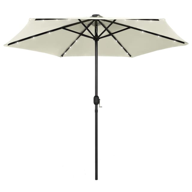 vidaXL Sonnenschirm mit LED-Beleuchtung und Alu-Mast 270 cm Sandweiß 47353