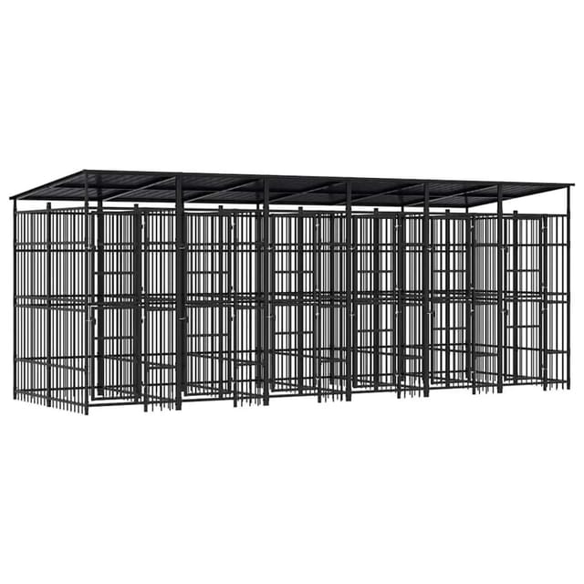 vidaXL Outdoor-Hundezwinger mit Dach Stahl 11,06 m² 3097951