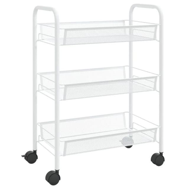 vidaXL Küchenwagen 3 Etagen Weiß 46x26x64 cm Eisen 336323