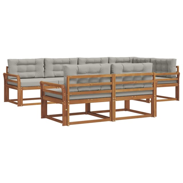 vidaXL Outdoor-Sofagarnitur mit Kissen 7-Tlg Natur und Hellgrau 3367719