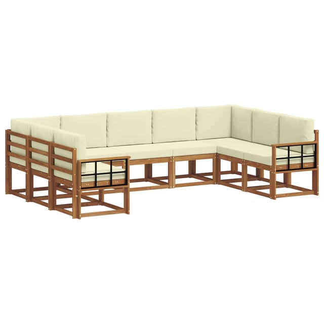 vidaXL Outdoor-Sofagarnitur mit Kissen 9-Tlg Natur und Creme 3366993