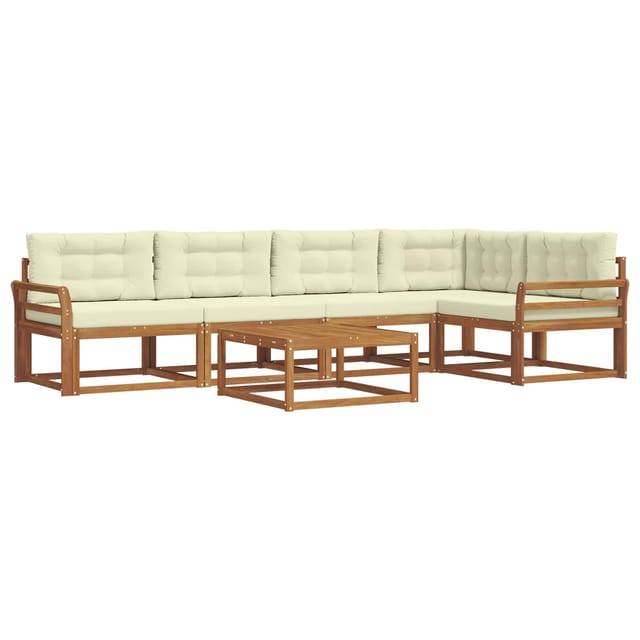 vidaXL Outdoor-Sofagarnitur mit Kissen 6-Tlg Natur und Creme 3367613
