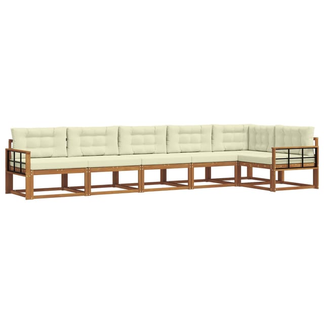 vidaXL Outdoor-Sofagarnitur mit Kissen 6-Tlg Natur und Creme 3367658