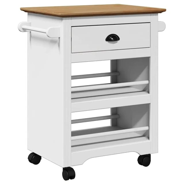 vidaXL Küchenwagen BODO Weiß und Braun 67,5x45x80 cm 4016879