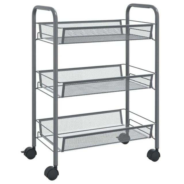 vidaXL Küchenwagen 3 Etagen Grau 46x26x64 cm Eisen 336324