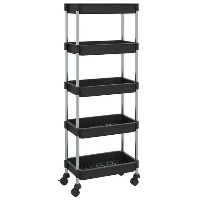 vidaXL Küchenwagen 5 Etagen Schwarz 42x29x128 cm Eisen und ABS 336331