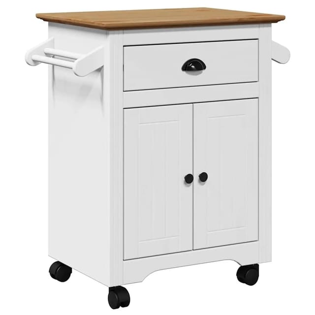 vidaXL Küchenwagen BODO Weiß und Braun 72x45x80 cm 4016876