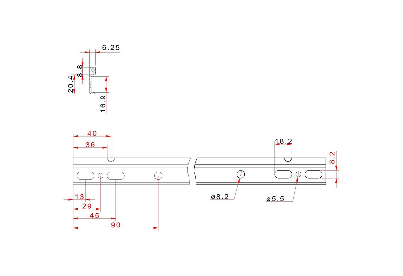 SOTECH Schrankaufhängeschiene Länge 250 mm