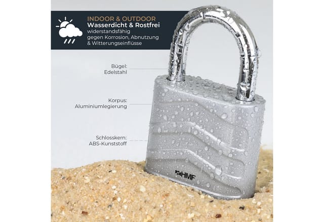 HMF 3508-09 Zahlenschloss Mit 4-Stelligem Code Aus Aluminiumlegierung 56x26x87 mm Sicherheits Schloss Silber