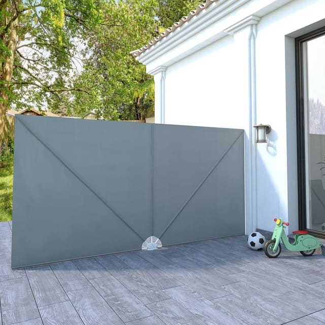 vidaXL Faltbarer Terrassen-Seitenfächer Grau 400×200 cm 44566