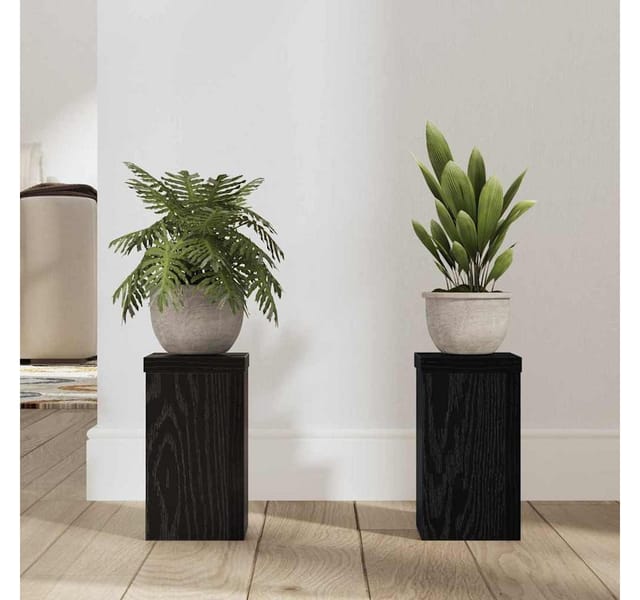 vidaXL Pflanzenständer 2 Stk Schwarz Eichen-Optik 10 x 10 x 18 cm 869228