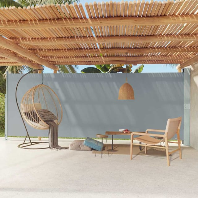 vidaXL Seitenmarkise Ausziehbar 200x600 cm Grau 317974