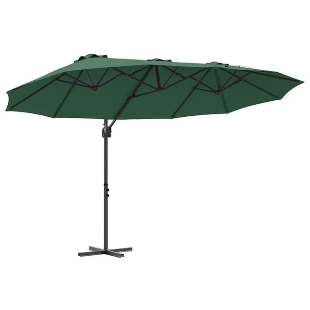vidaXL Sonnenschirm Grün 372 x 198 x 243 cm Polyester und Aluminium 42003376