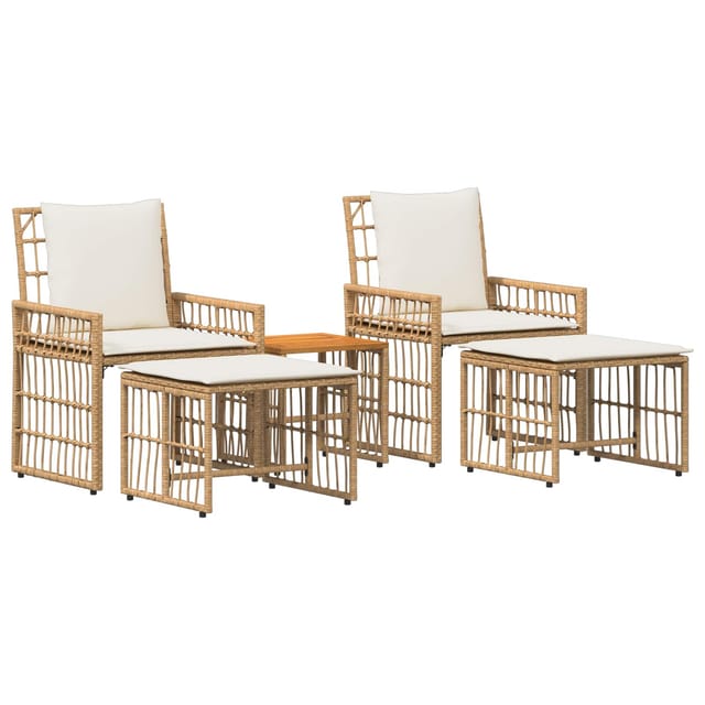 vidaXL Gartenmöbel Set 5-Tlg Natur und Cremweiß 42025137