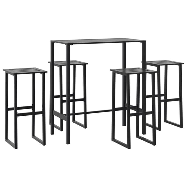 vidaXL 5-Tlg Gartenbar-Set Schwarz Pulverbeschichteter Stahl 3283751