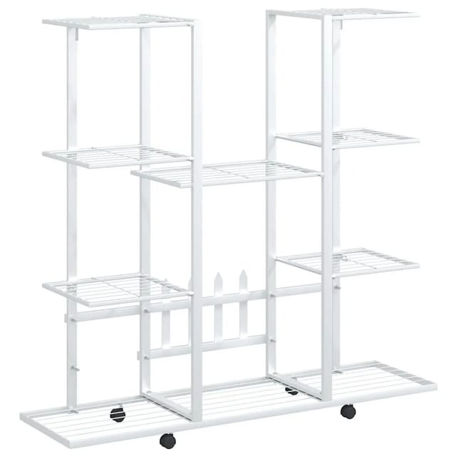 vidaXL Blumenständer mit Rollen 94,5x24,5x91,5 cm Weiß Eisen 343122