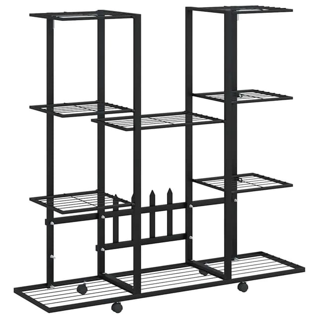 vidaXL Blumenständer mit Rollen 94,5x24,5x91,5 cm Schwarz Eisen 343121