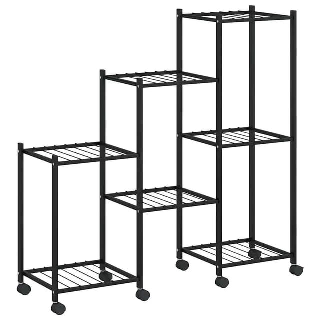 vidaXL Blumenständer mit Rollen 83x25x83,5 cm Schwarz Eisen 343130