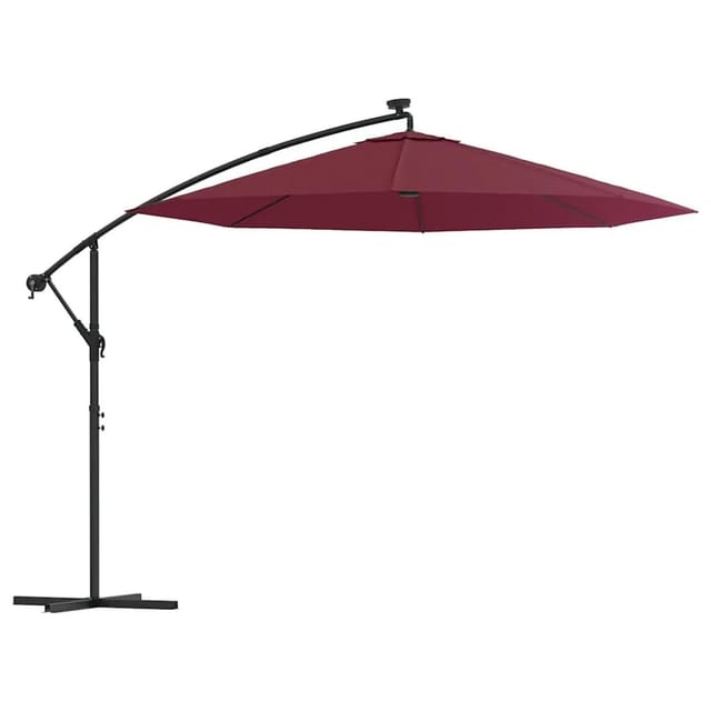 vidaXL Ampelschirm mit LED-Beleuchtung und Stahl-Mast Weinrot 313780