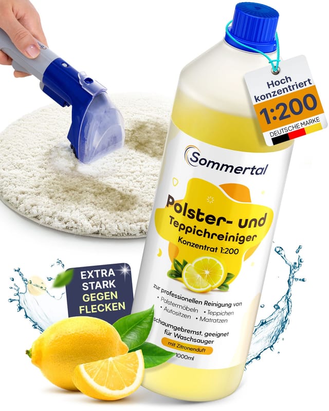 Sommertal Polster und Teppichreiniger 1L Konzentrat für 40 Anwendungen Sofa Auto Teppich