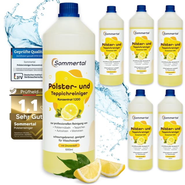 Sommertal Polster und Teppichreiniger 6L Konzentrat für 240 Anwendungen Sofa Auto Teppich