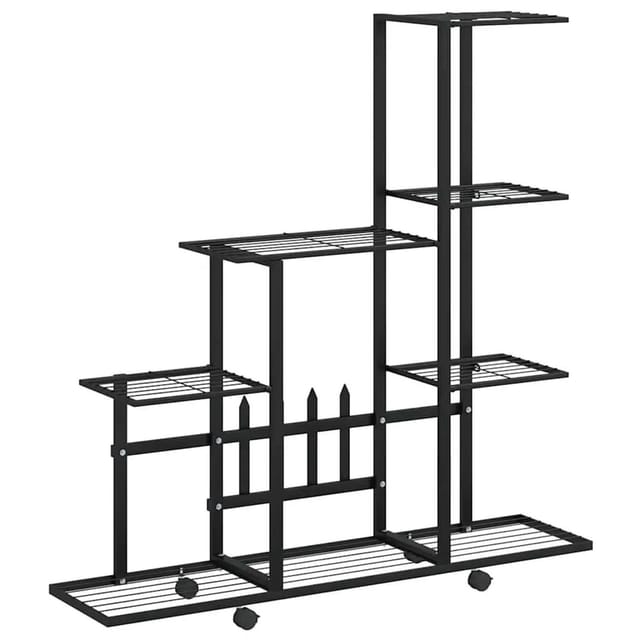 vidaXL Blumenständer auf Rollen 94,5x25x92,5 cm Schwarz Metall 336114