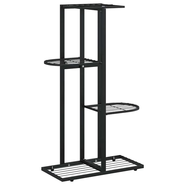 vidaXL Blumenständer 4-Etagen 43x22x76 cm Schwarz Metall 336108