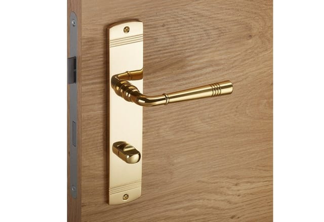 SOTECH Türdrücker FREJA Messing Poliert Langschild Bad WC mit Befestigungsmaterial