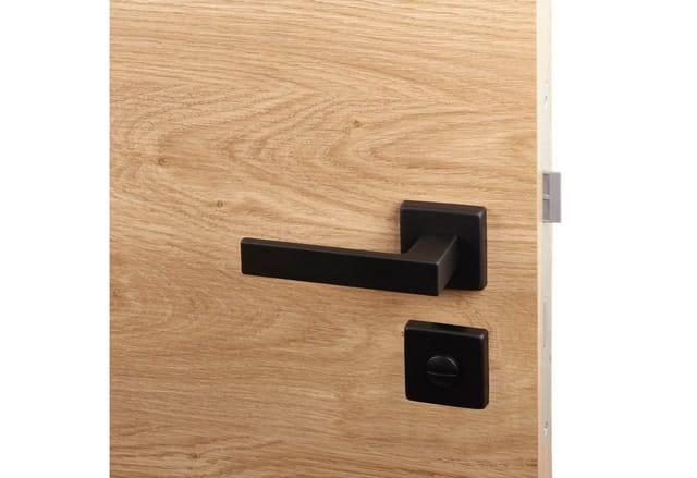 SOTECH Türdrückergarnitur CUBE Schwarz Rosette WC mit Befestigungsmaterial