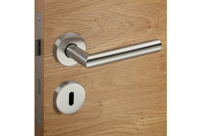 SOTECH Türdrücker WILMA Edelstahl Rosettengarnitur Buntbart BB mit Befestigungsmaterial