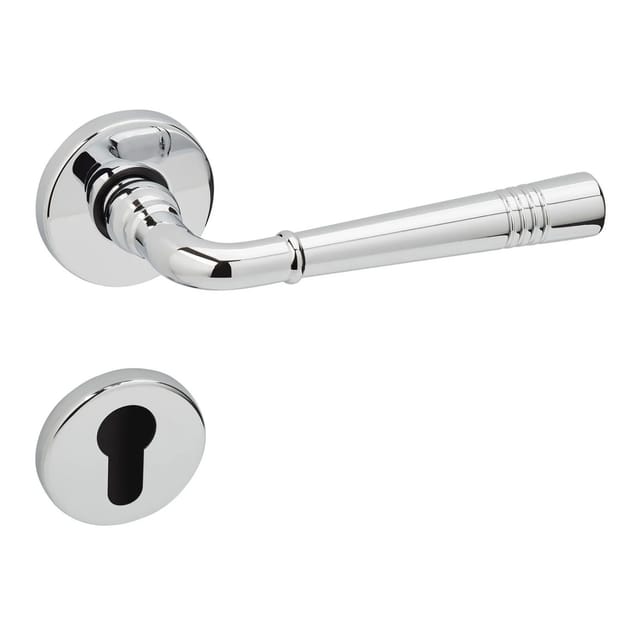 SOTECH Türdrücker FREJA Chrom Poliert Rosettengarnitur Profilzylinder PZ mit Befestigungsmaterial