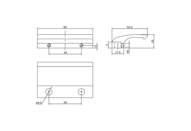 SOTECH Balkontürgriff SEJA 82 x 52,5 x 20 mm BA 48 mm Aluminium Verdeckte Verschraubung Edelstahloptik