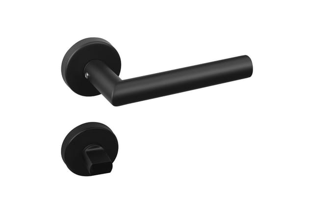 SOTECH Türdrücker WILMA Schwarz Matt Rosettengarnitur Bad WC mit Befestigungsmaterial