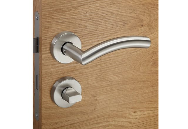 SOTECH Türdrücker EMIL Edelstahl Rosettengarnitur Bad WC mit Befestigungsmaterial