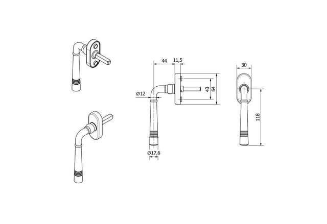 SOTECH Fenstergriff FREJA Messing Poliert mit Befestigungsmaterial