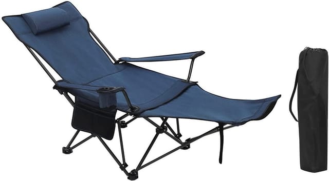 WOLTU Campingstuhl mit Lehne Fußstütze Getränkehalter Oxford-Gewebe Blau