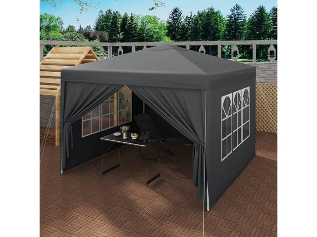 WOLTU Pavillon Pop-Up Wasserdichter Sonnenschutz Pagodenzelt 3x3 m Anthrazit