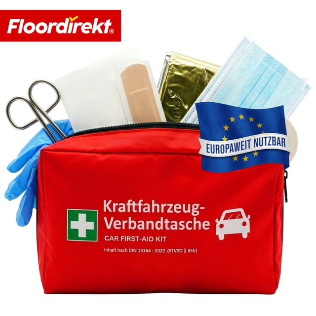 Floordirekt Verbandtasche DIN 13164 Erste-Hilfe-Set PKW Verbandskasten Klett