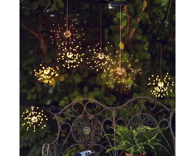 Marelida LED Solarstab Feuerwerk Gartenstecker Gartendeko H 100cm Dämmerungssensor