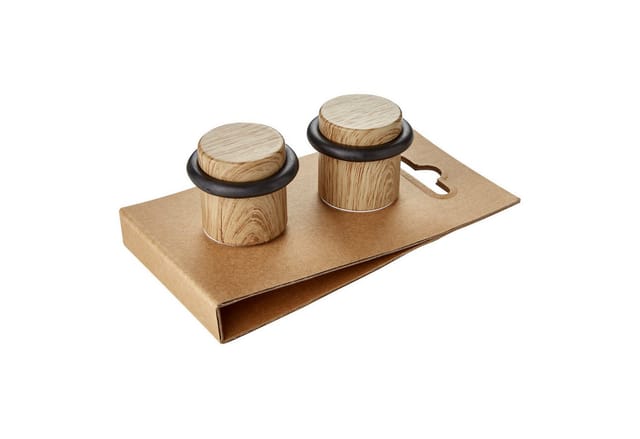 SOTECH 2er Set Türstopper STOPPER Ø36 mm H 32 mm Eiche Holzdekor Bodenmontage Selbstklebend Stockschraube