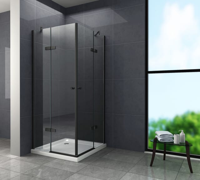 Glasdeals Duschkabine 8 mm Glas Dusche CORNO in Schwarz 80 x 80 x 195 cm 3311