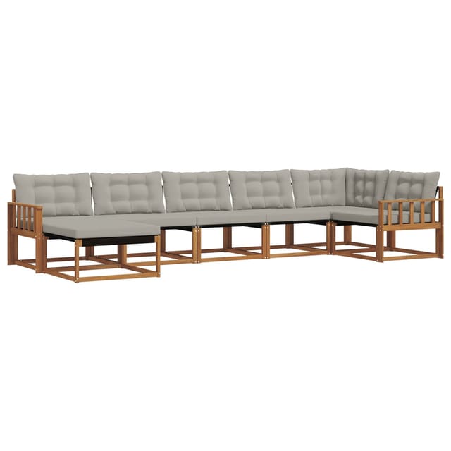 vidaXL Outdoor-Sofagarnitur mit Kissen 7-Tlg Natur und Hellgrau 3369670