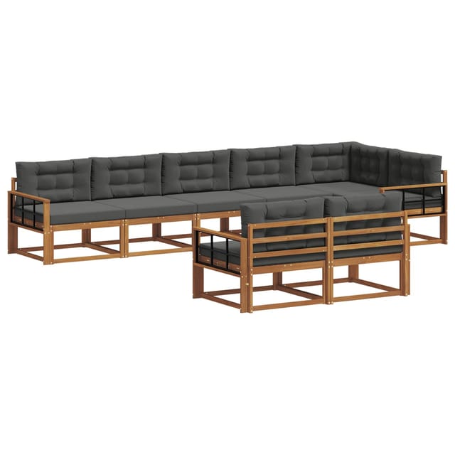 vidaXL Outdoor-Sofagarnitur mit Kissen 8-Tlg Natur und Anthrazit 3367765