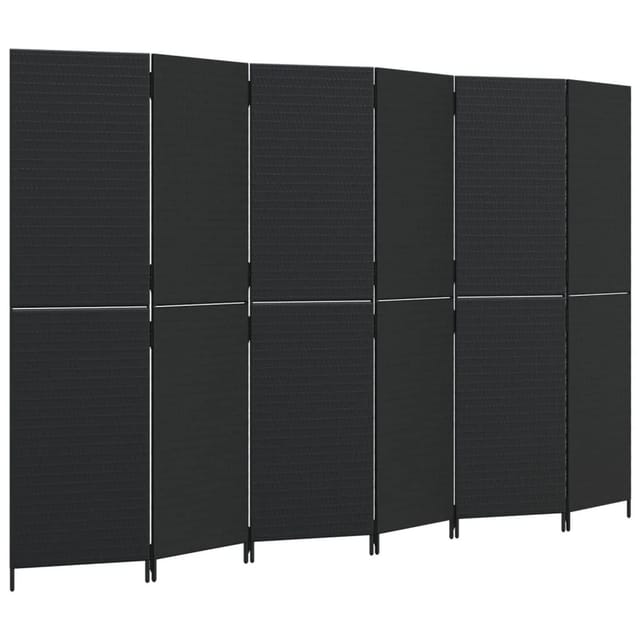 vidaXL Paravent 6 Tlg Schwarz Poly Rattan 365352