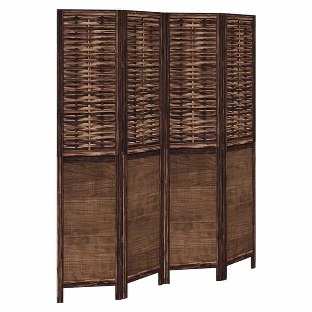 vidaXL 4 Tlg Raumteiler Dunkelbraun Massivholz Paulownia 358706