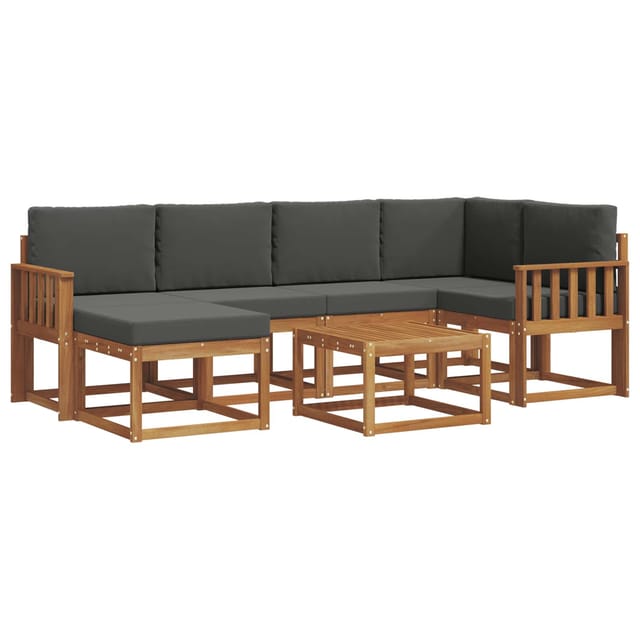 vidaXL Outdoor-Sofagarnitur mit Kissen 7 Stk Natur und Anthrazit 3366670