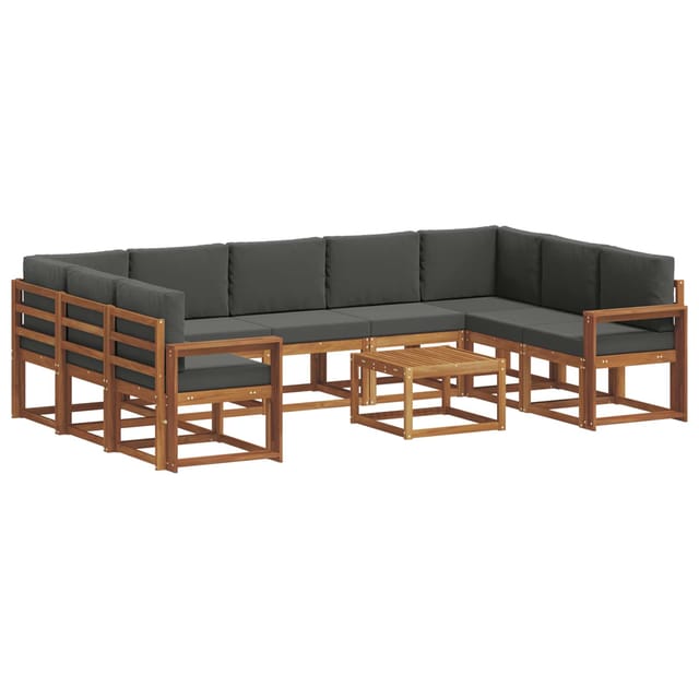 vidaXL Outdoor-Sofagarnitur mit Kissen 10-Tlg Natur und Anthrazit 3367025